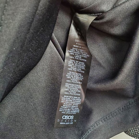 ASOS Embroidered Black Flower Mesh Lined Babydoll Short Puff Sleeve Dress, Sz 4 - Picture 8 of 9